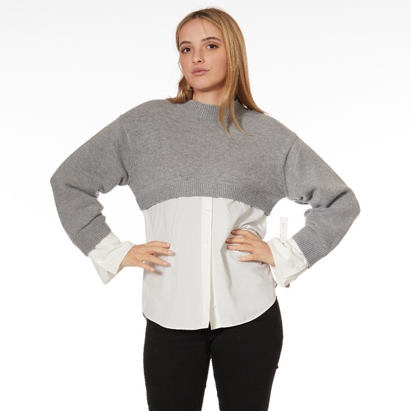 Sweaters - MIXED MEDIA SWEATER TWOFER;  Size Small NWT